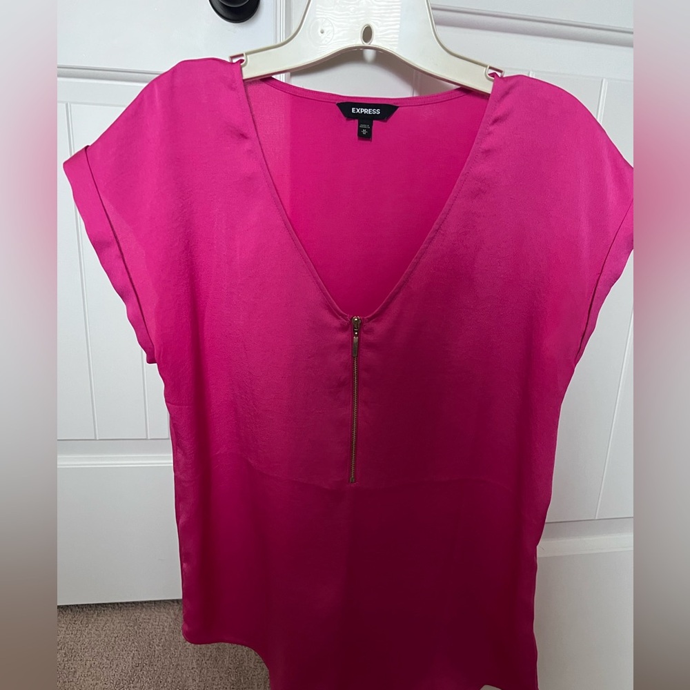 Express Women's Fuchsia Zip-Front Blouse